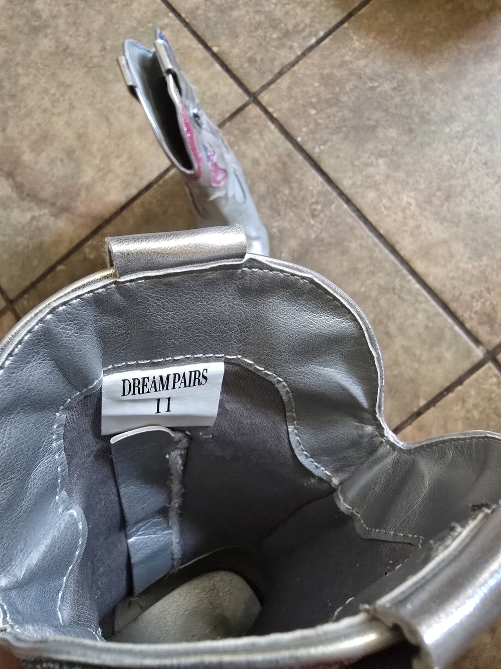 Silver Cowboy Boots Little Girls Size 11 - Picture 4 of 6